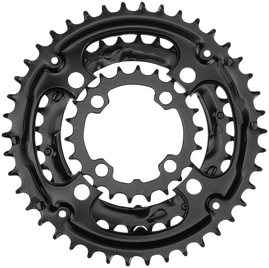 Samox 304ASS Chainring Set - 44/32/22t, 104/64 BCD, Aluminum Outer Ring, Steel Middle/Inner Ring, Black
