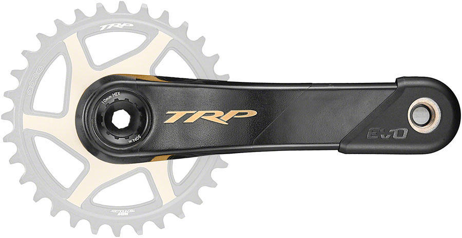 TRP CK-9050 EVO Crankset - 170mm, 12-Speed, For 68/73mm Frame BB, DM CINCH Chainring Interface, 30mm  Spindle, Carbon, Black/Gold