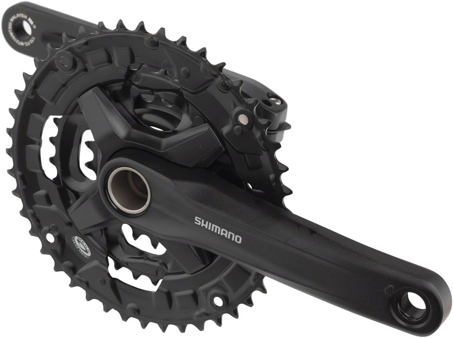 Shimano FC-MT210-3 Crankset - 175mm, 9-Speed, 40/30/22t, Riveted, 50mm Chainline, Black