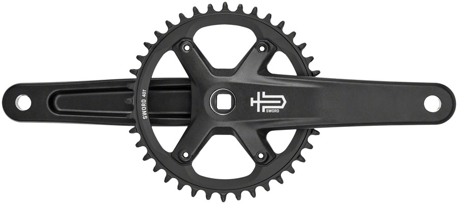 microSHIFT Sword Black 1x Crankset - 172.5mm, 9/10-Speed, 40t, 110 Asym BCD, JIS Square Taper Spindle Interface, Black
