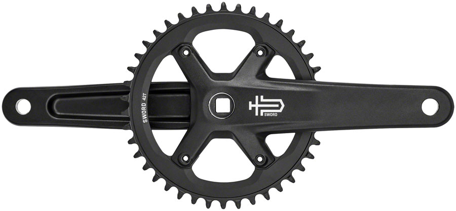 microSHIFT Sword Black 1x Crankset - 172.5mm, 9/10-Speed, 42t, 110 Asym BCD, JIS Square Taper Spindle Interface, Black