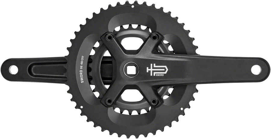microSHIFT Sword Black 2x Crankset - 172.mm, 9-Speed, 48/31t, 110/80 Asym BCD, JIS Square Taper Spindle Interface, Black