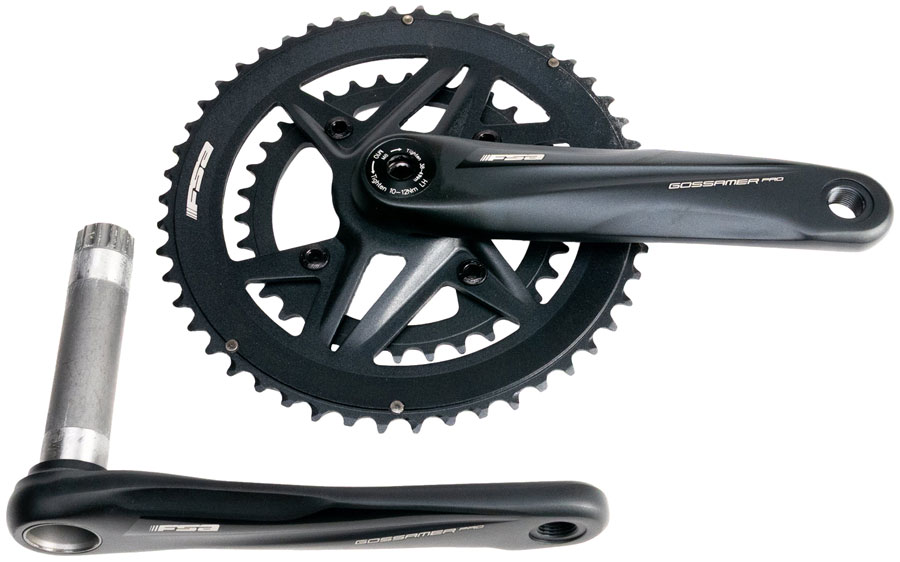 Full Speed Ahead Gossamer Pro 2x Crankset - 172.5mm, 50/34t, For Shimano 12-Speed HG+, DM/90 BCD, MegaExo Spindle, Black