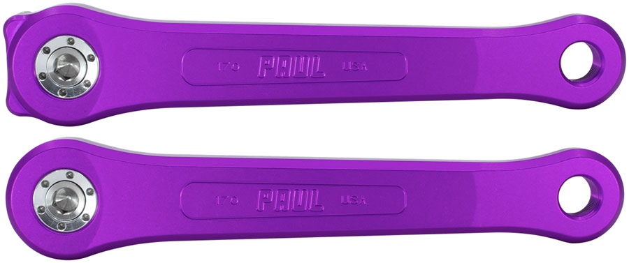 Paul Component Engineering 100% Pure Paul Crankset - 165mm, Square Taper JIS Spindle Interface, 3-Bolt Type Chainring Mount, Purple