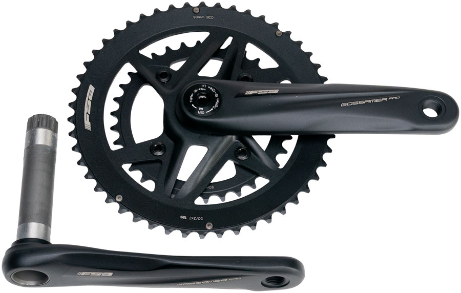 Full Speed Ahead Gossamer Pro 2x Crankset - 170mm, 50/34t, For Shimano 12-Speed HG+, DM/90 BCD, MegaExo Spindle, Black