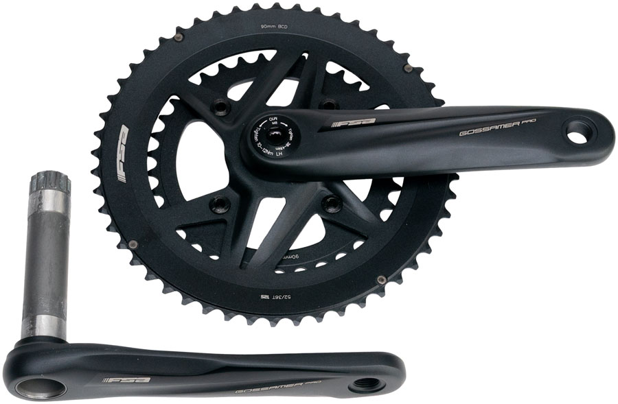 Full Speed Ahead Gossamer Pro 2x Crankset - 170mm, 52/36t, For Shimano 12-Speed HG+, DM/90 BCD, MegaExo Spindle, Black