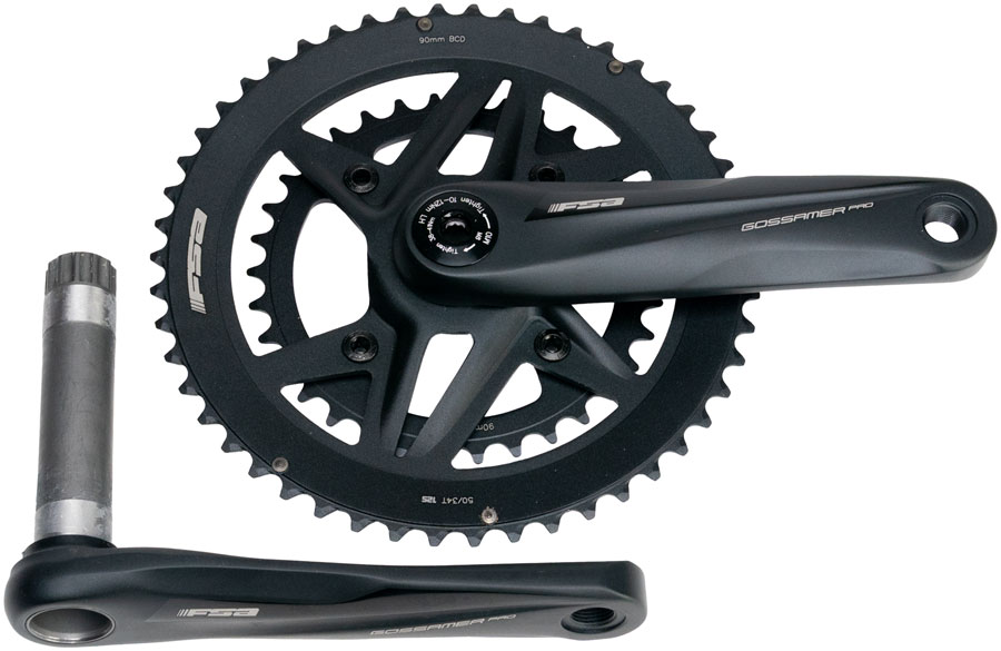 Full Speed Ahead Gossamer Pro 2x Crankset - 160mm, 50/34t, For Shimano 12-Speed HG+, DM/90 BCD, MegaExo Spindle, Black