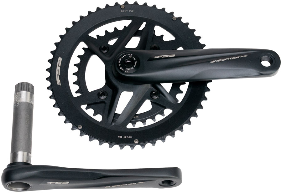 Full Speed Ahead Gossamer Pro 2x Crankset - 165mm, 50/34t, For Shimano 12-Speed HG+, DM/90 BCD, MegaExo Spindle, Black