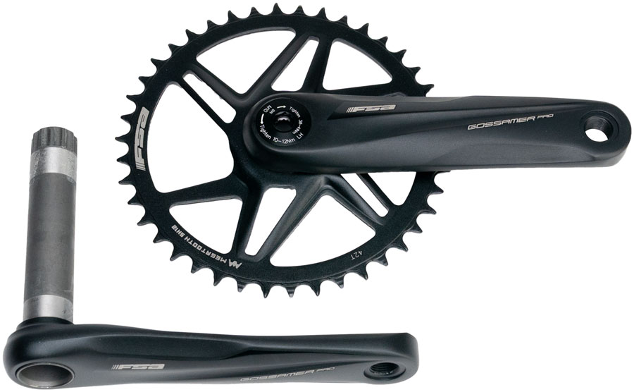 Full Speed Ahead Gossamer Pro AGX+ 1x Crankset - 160mm, For Shimano 12-Speed HG+, 42t, Direct Mount, MegoExo Spindle, Black