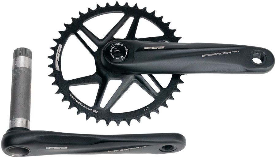 Full Speed Ahead Gossamer Pro AGX+ 1x Crankset - 170mm, For Shimano 12-Speed HG+, 42t, Direct Mount, MegoExo Spindle, Black