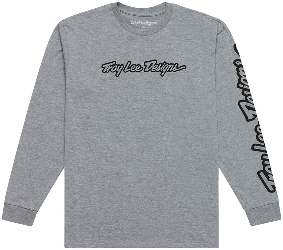 Troy Lee Signature Long Sleeve Tee - Gray Heather, Large