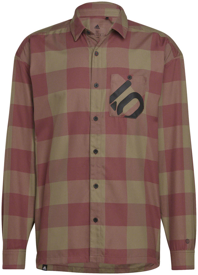 Five Ten Long Sleeve Flannel Shirt - Orbit Green/Quiet Crimson, X-Large