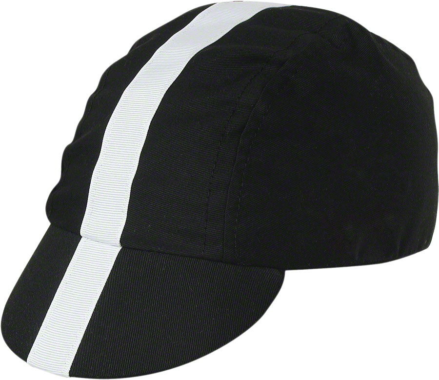 Pace Sportswear Classic Cycling Cap: Black with White Tape, MD/LG
