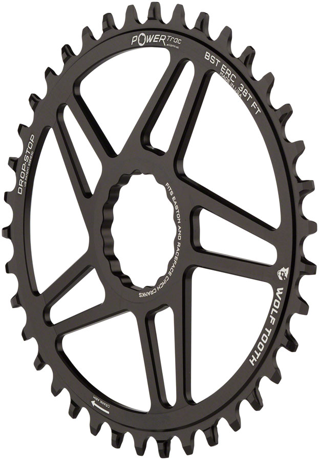 Wolf Tooth Elliptical Direct Mount Chainring - 38t, RaceFace/EastonCINCH Direct Mount, 3mm Offset, Drop-Stop B, Flattop Compatible, Black