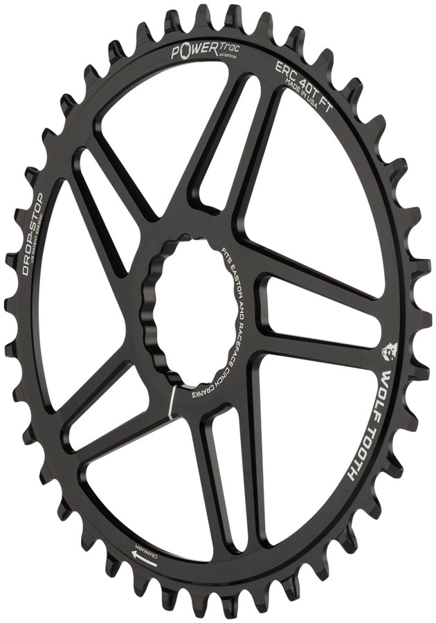 Wolf Tooth Elliptical Direct Mount Chainring - 40t, RaceFace/EastonCINCH Direct Mount, 3mm Offset, Drop-Stop B, Flattop Compatible, Black