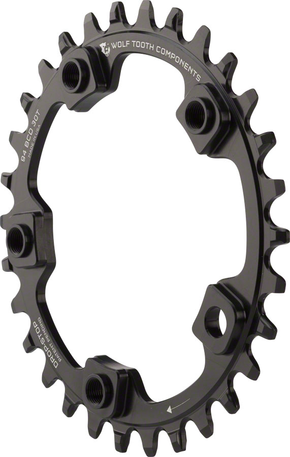 Wolf Tooth 94 BCD Chainring - 30t, 94 BCD, 5-Bolt, Drop-Stop A, Black