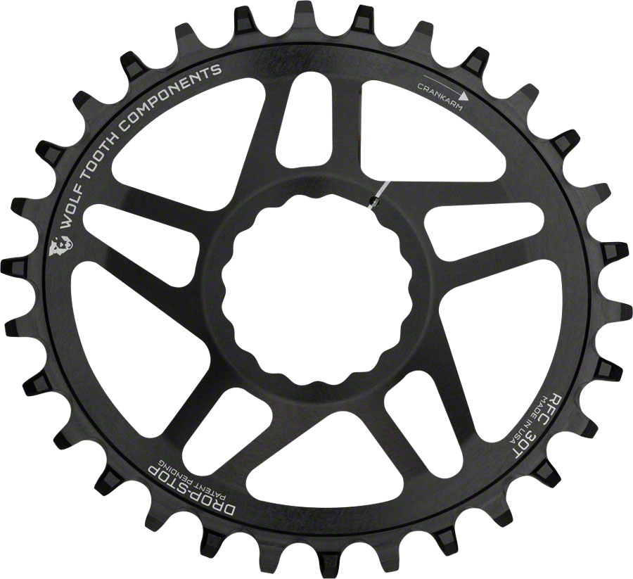 Wolf Tooth Elliptical Direct Mount Chainring - 30t, RaceFace/EastonCINCH Direct Mount, Drop-Stop A, 6mm Offset, Black