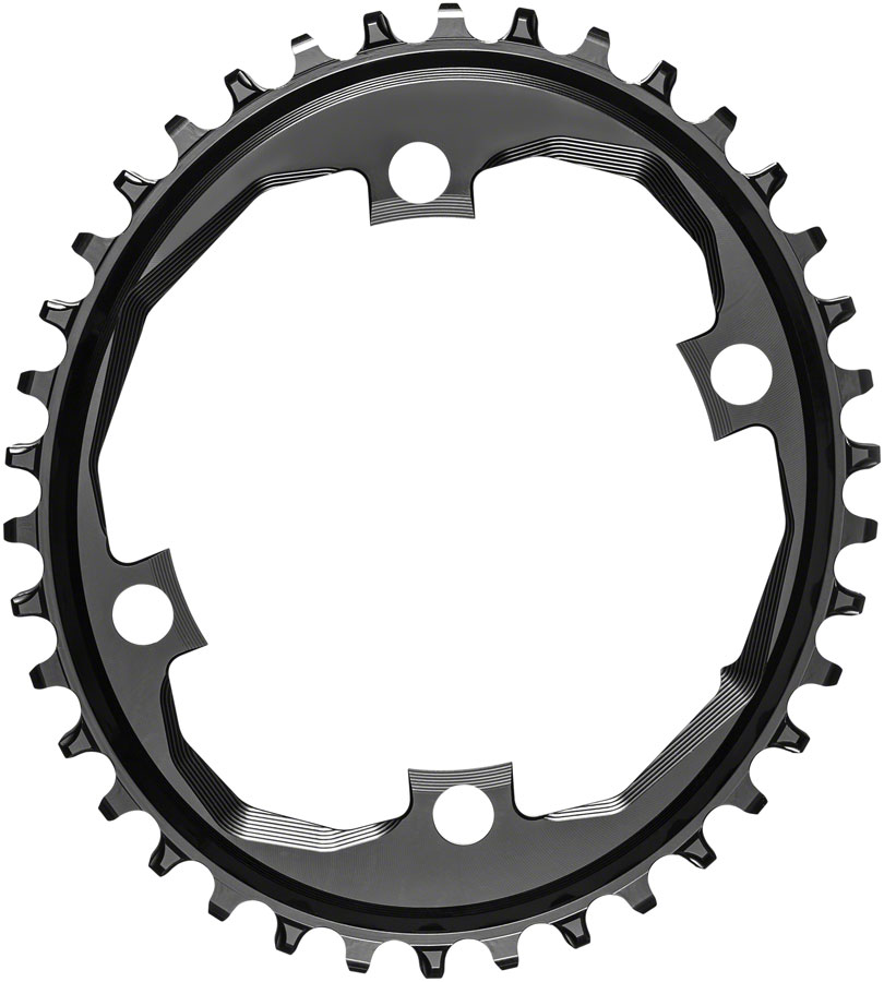 absoluteBLACK Oval 110 BCD for SRAM Apex Chainring for SRAM Apex 1 - 38t, 110 SRAM Asymmetric BCD, 4-Bolt, Narrow-Wide, Black