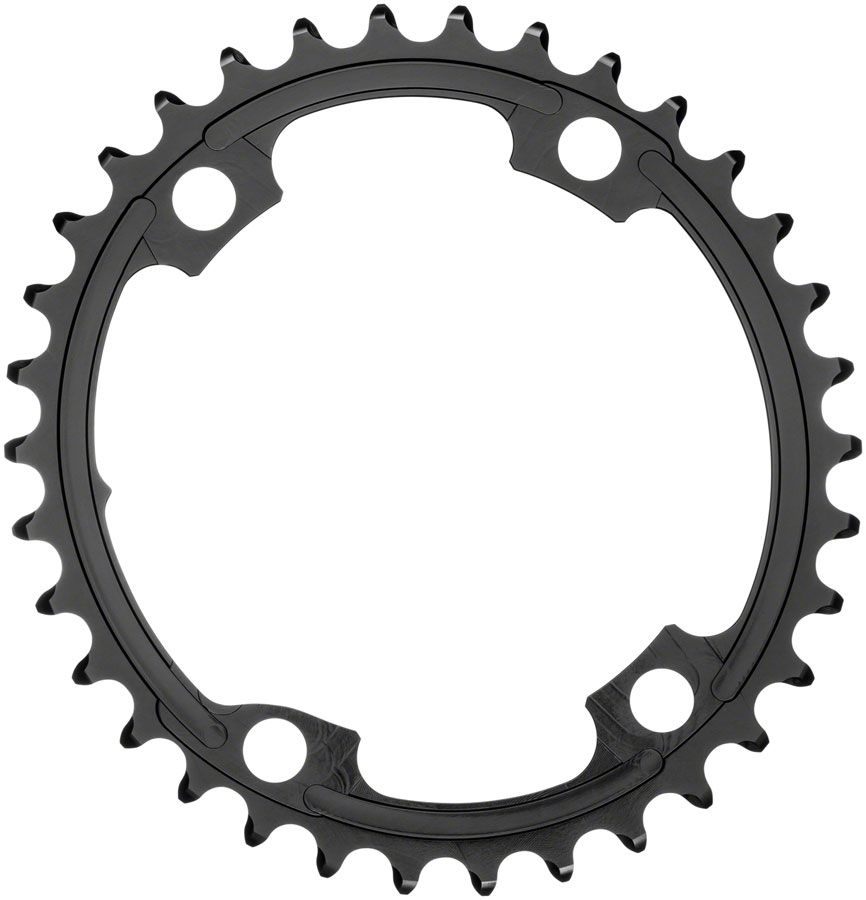 absoluteBLACK Premium Oval 110 BCD Road Inner Chainring for Shimano Dura-Ace 9100 - 34t, 110 Shimano Asymmetric BCD, 4-Bolt, Black