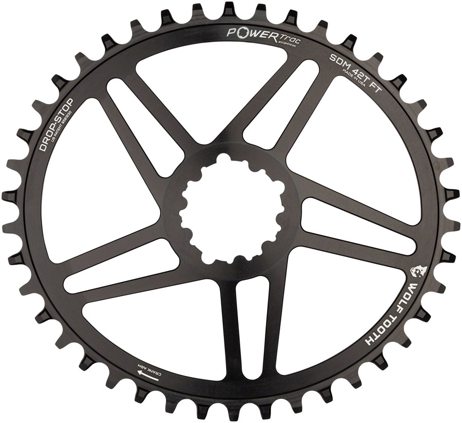 Wolf Tooth Elliptical Direct Mount Chainring - 42t, SRAM Direct Mount, 6mm Offset, Drop-Stop B, Flattop Compatible, Black