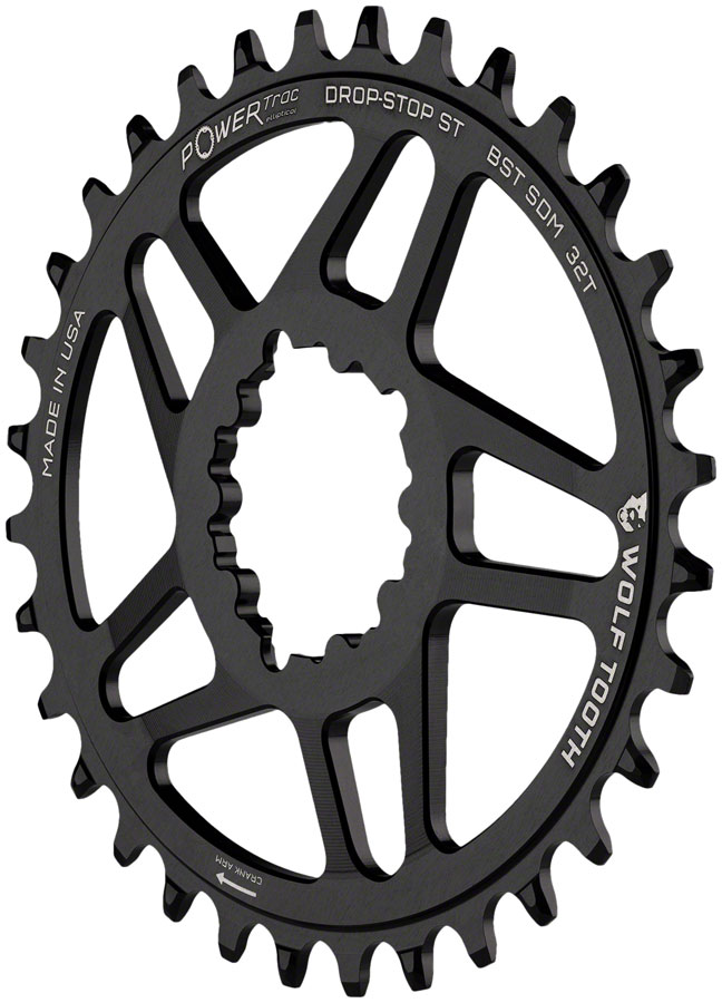 Wolf Tooth Direct Mount Chainring - 32t, SRAM 3-Bolt Direct Mount, Drop-Stop ST, Requires 12-Speed HG+ Chain, Black