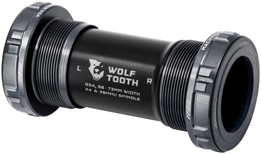 Wolf Tooth MK0 Bottom Bracket - English (BSA), 68/73mm, For 24mm Spindle, Shadow Gray