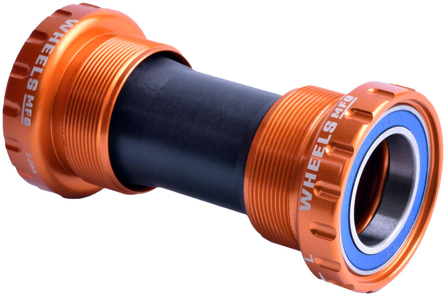 Wheels Manufacturing BSA Bottom Bracket - Shimano Hollowtech II Spindle, ABEC 3, Orange