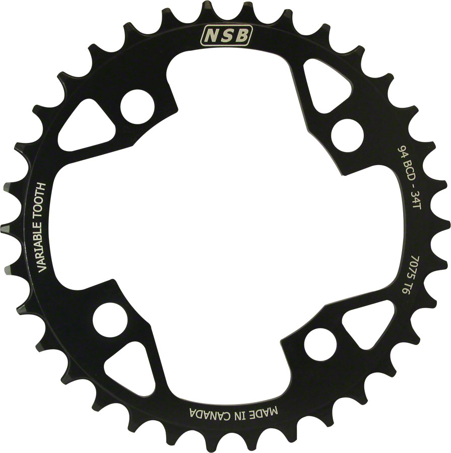 North Shore Billet Variable Tooth Chainring: 34T, Standard 94 x 4 BCD, Black