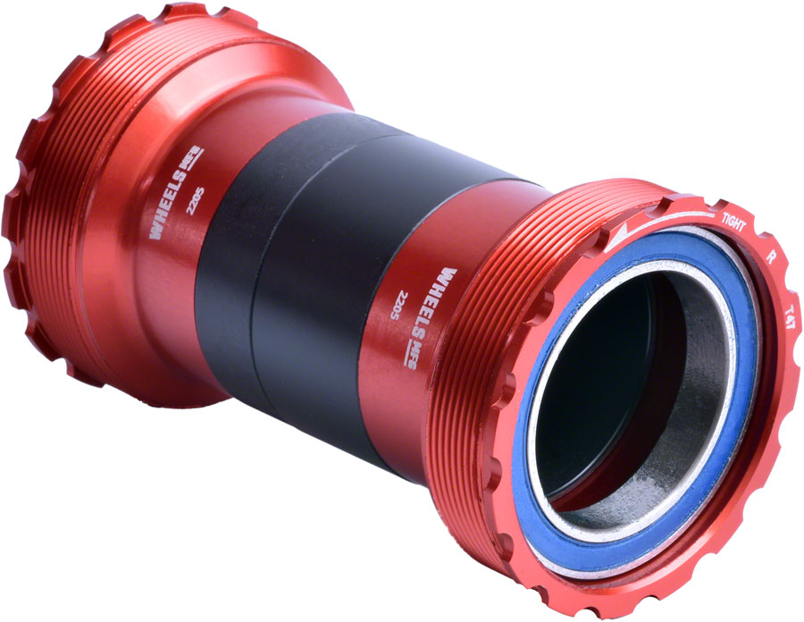 Wheels Manufacturing T47 Inboard Bottom Bracket - For 30mm Spindle, ABEC-3 Bearings, Fits Frames with 68mm-132mm BB Shells, Red