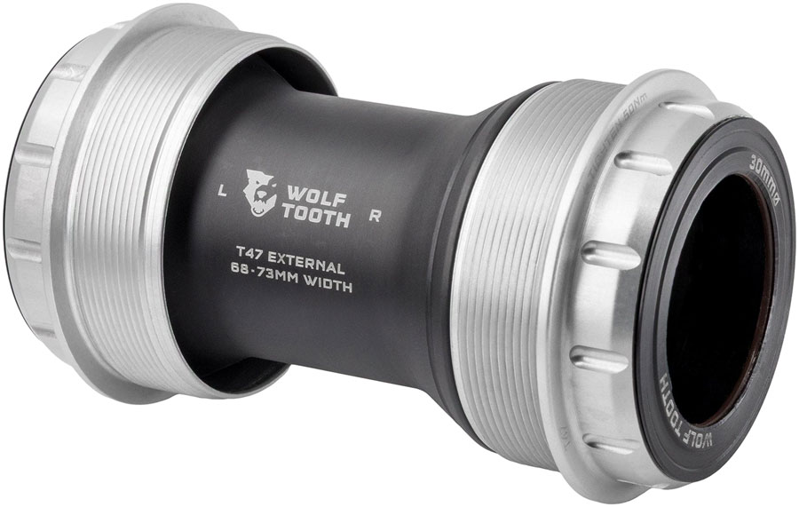 Wolf Tooth T47 External Bottom Bracket - T47 External, 68/73mm, For 30mm Spindle, Raw Silver