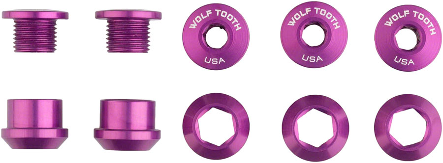Wolf Tooth 1x Chainring Bolt Set - 6mm, Dual Hex Fittings, Set/5, Ultraviolet Purple