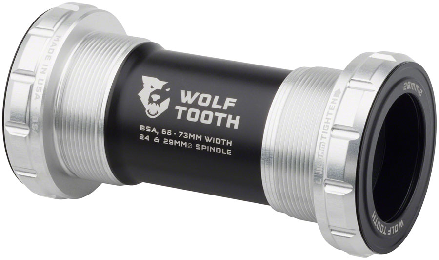 Wolf Tooth Bottom Bracket - English (BSA), 68/73mm, For 29mm Spindle, Raw Silver