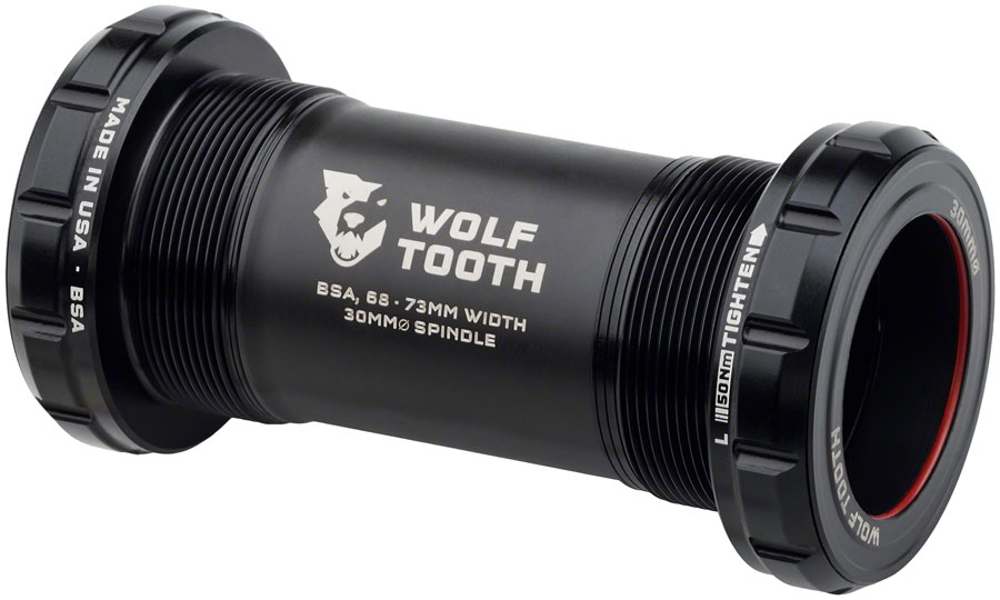 Wolf Tooth Bottom Bracket - English (BSA), 68/73mm, For 30mm Spindle, Black