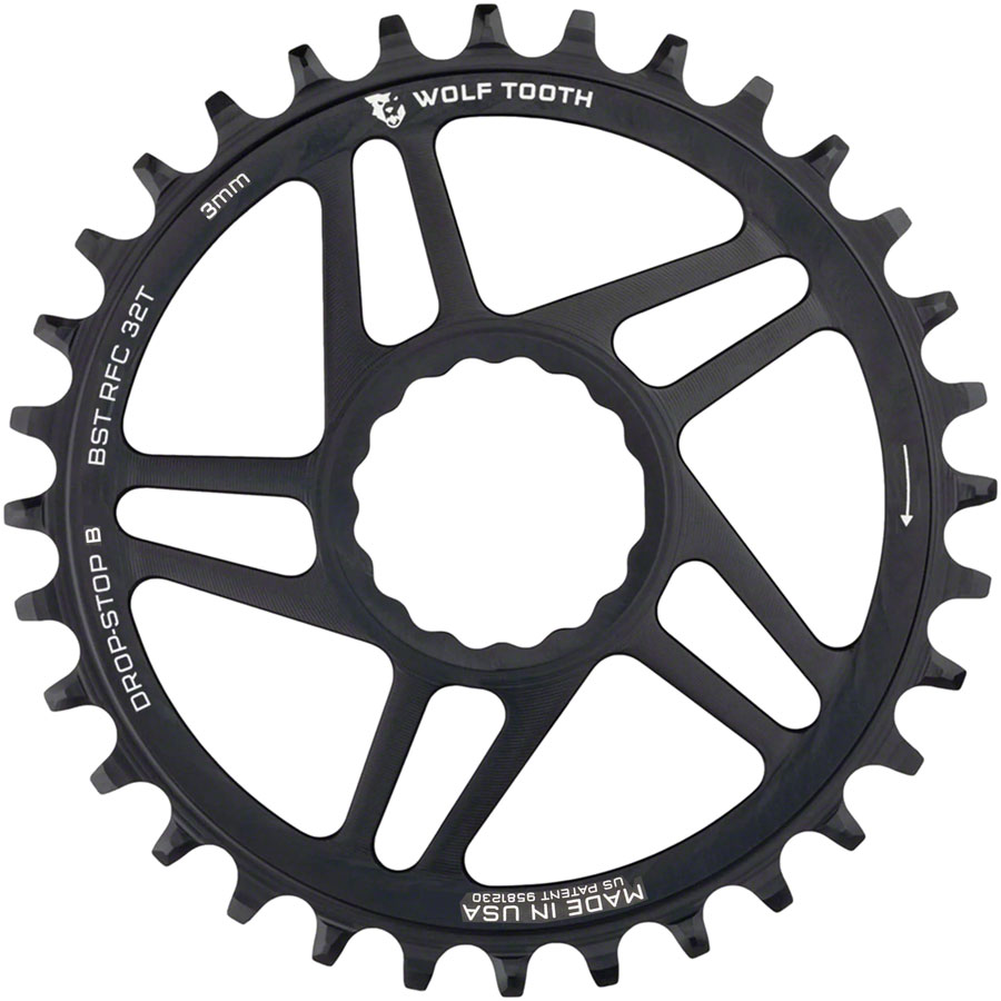 Wolf Tooth Direct Mount Chainring - 32t, RaceFace/Easton CINCH Direct Mount, Drop-Stop B, For Boost Cranks, 3mm Offset, Black