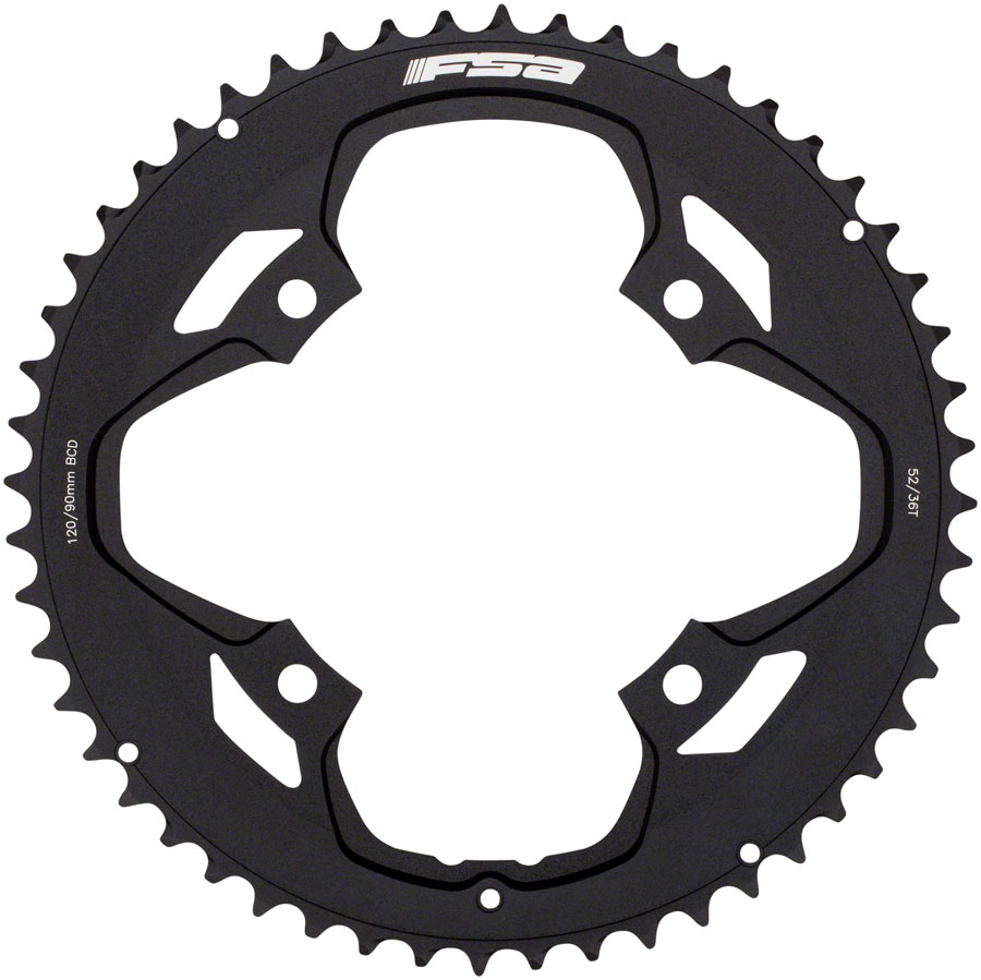 Full Speed Ahead Omega/Vero Pro Road Double Chainring - 52t, 120 BCD, Aluminum, N-11, Black