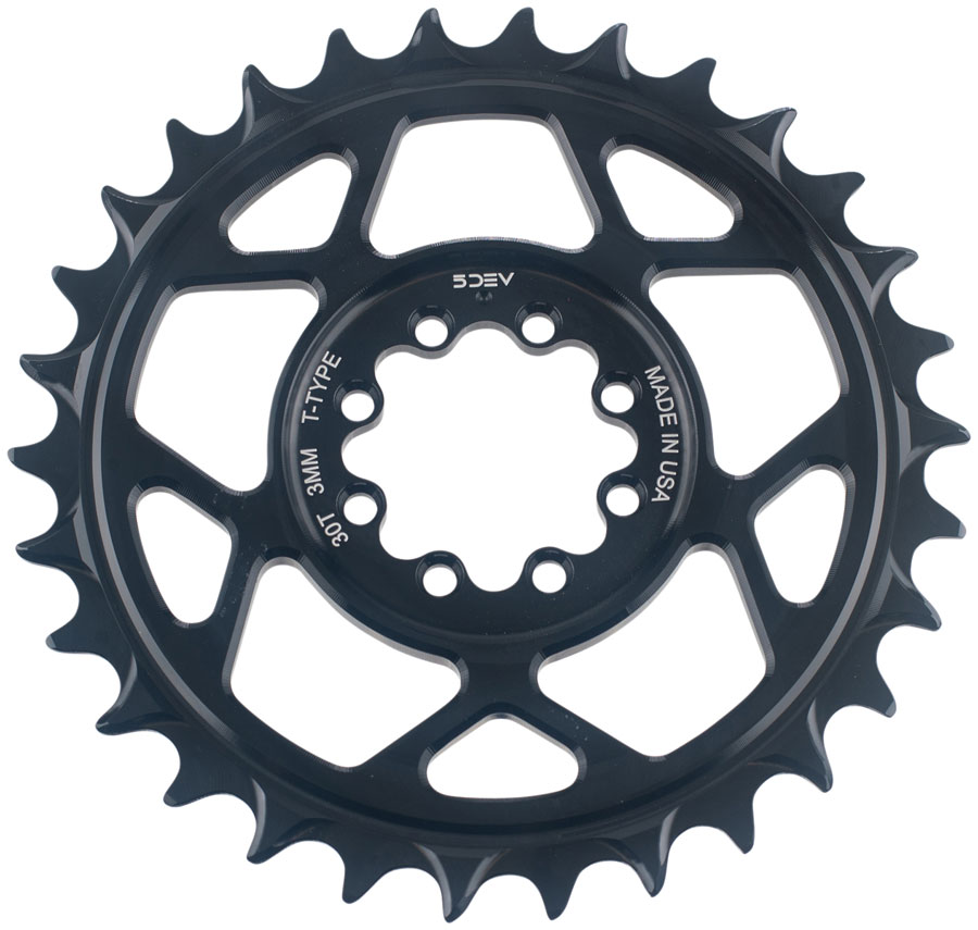 5DEV T-Type Direct Mount  Chainring - 30t, 8-Bolt, 3mm Offset, Aluminum, Raw