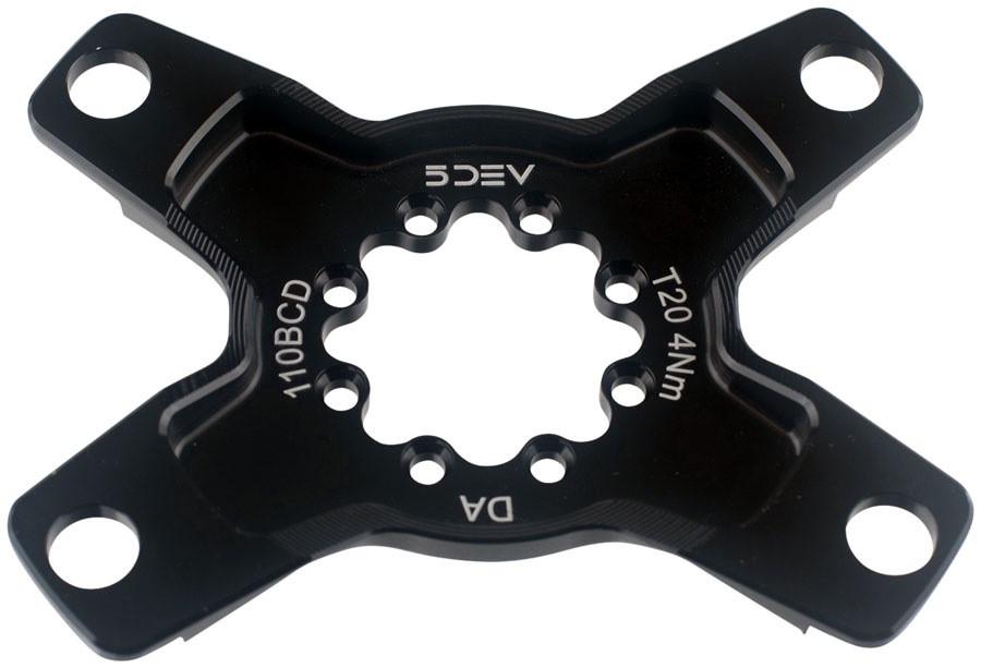 5DEV RGXC Crank Spider - 8-Bolt, Asymmetric 110 BCD, Aluminum, For use with Dura-Ace 12-Speed Chainrings, Black