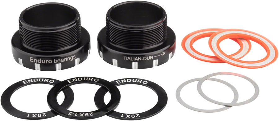 Enduro Italian Bottom Bracket for DUB Spindles, Stainless Steel Angular Contact Bearings Black