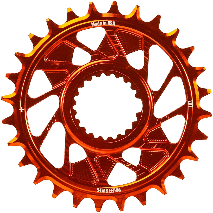 Wheels Manufacturing Direct Mount Chainring - 28t, Shimano Direct Mount, 1.5mm Outboard Offset, HG+ Chain Compatible, Orange