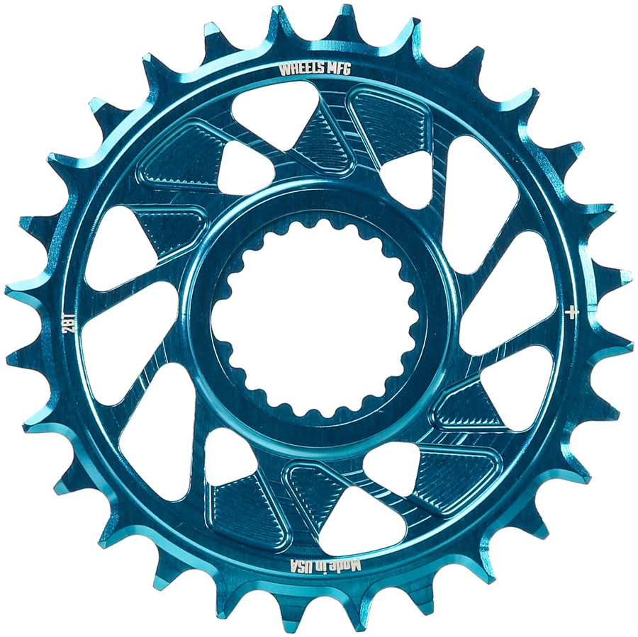 Wheels Manufacturing Direct Mount Chainring - 28t, Shimano Direct Mount, 1.5mm Outboard Offset, HG+ Chain Compatible, Teal