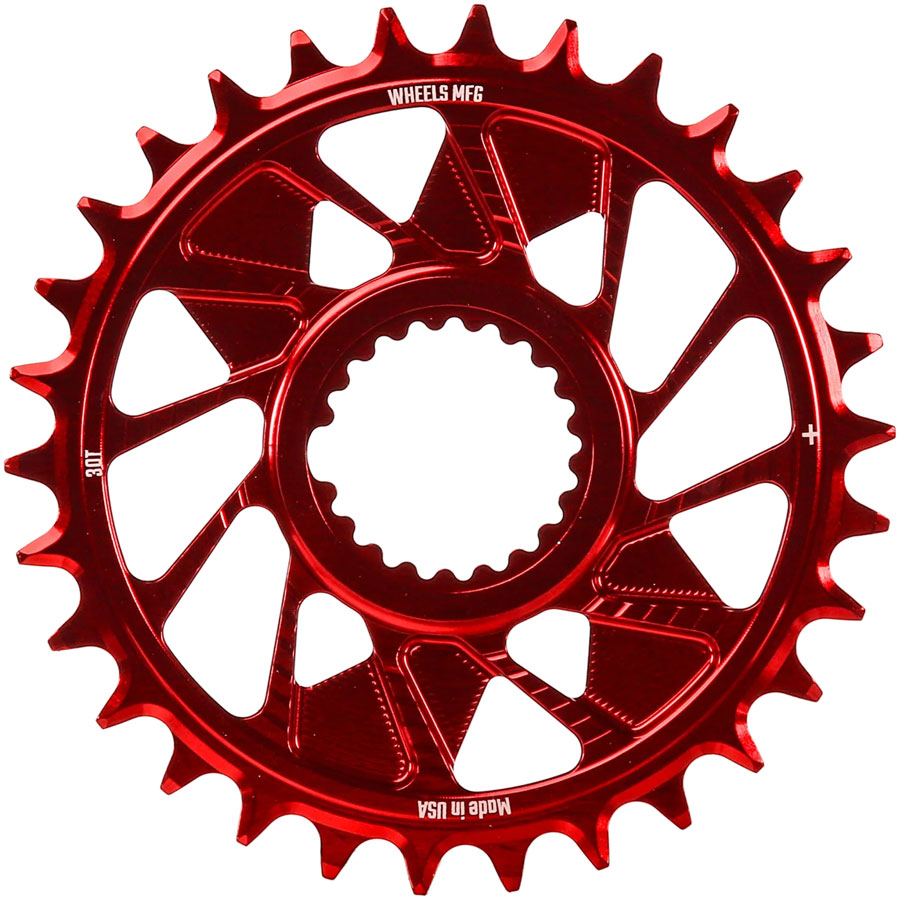 Wheels Manufacturing Direct Mount Chainring - 30t, Shimano Direct Mount, 1.5mm Outboard Offset, HG+ Chain Compatible, Red