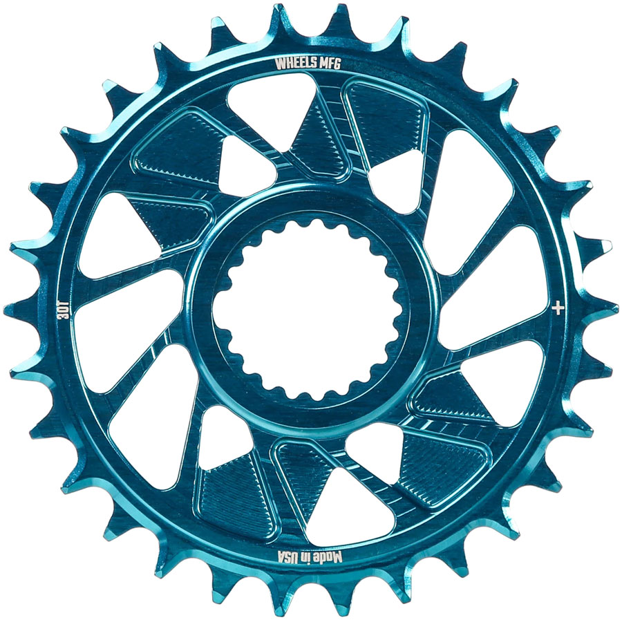 Wheels Manufacturing Direct Mount Chainring - 30t, Shimano Direct Mount, 1.5mm Outboard Offset, HG+ Chain Compatible, Teal