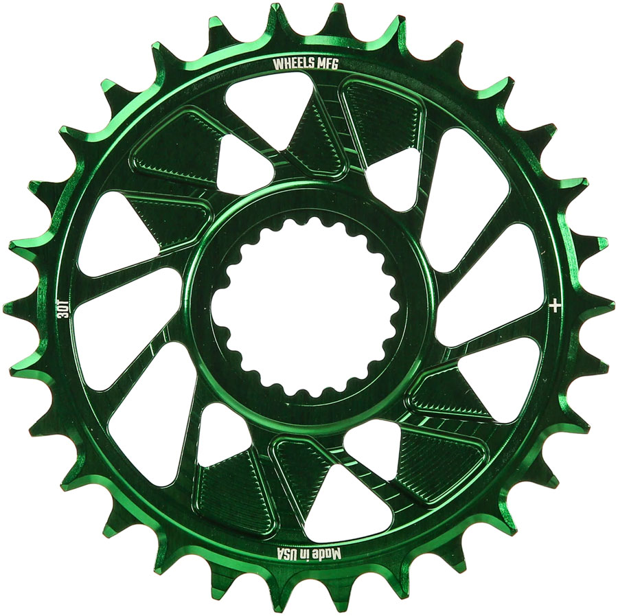 Wheels Manufacturing Direct Mount Chainring - 30t, Shimano Direct Mount, 1.5mm Outboard Offset, HG+ Chain Compatible, Green