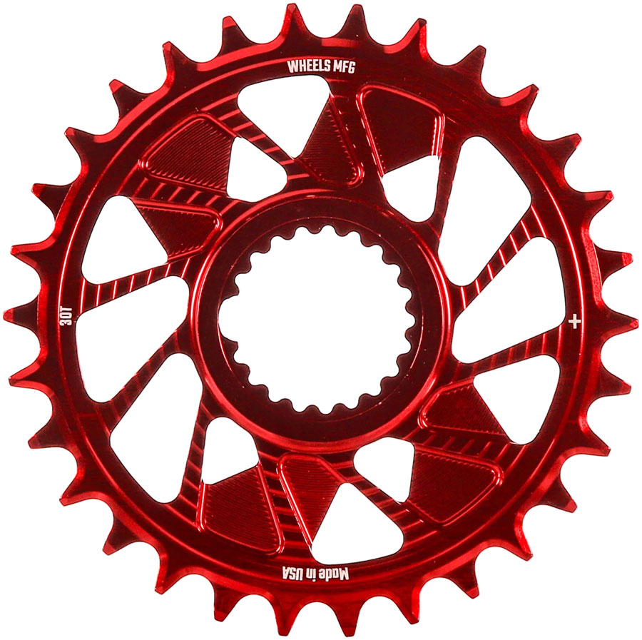 Wheels Manufacturing Direct Mount Chainring - 30t, Shimano Direct Mount, 1.5mm Inboard Offset, HG+ Chain Compatible, Red