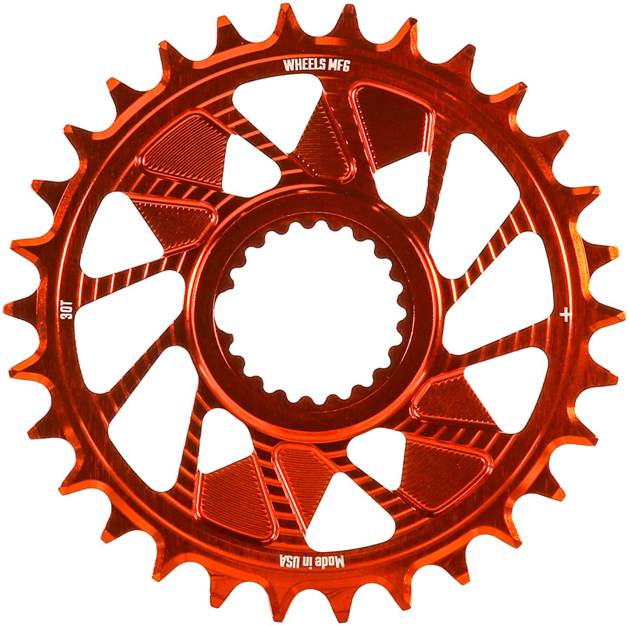 Wheels Manufacturing Direct Mount Chainring - 30t, Shimano Direct Mount, 1.5mm Inboard Offset, HG+ Chain Compatible, Orange