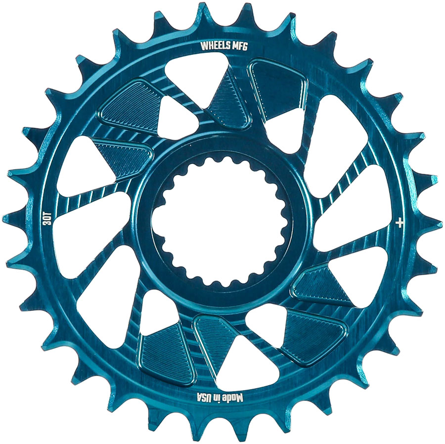 Wheels Manufacturing Direct Mount Chainring - 30t, Shimano Direct Mount, 1.5mm Inboard Offset, HG+ Chain Compatible, Teal