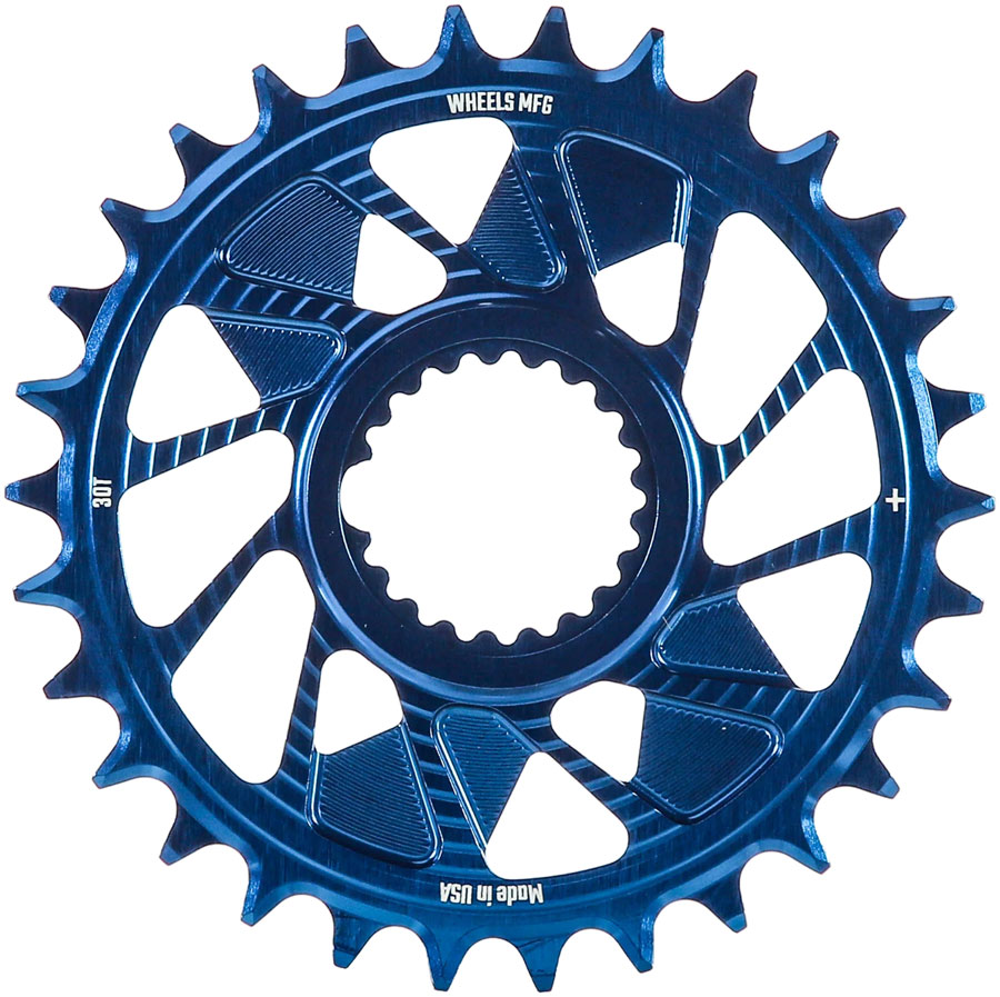 Wheels Manufacturing Direct Mount Chainring - 30t, Shimano Direct Mount, 1.5mm Inboard Offset, HG+ Chain Compatible, Blue