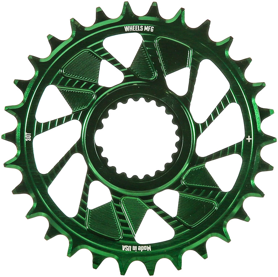 Wheels Manufacturing Direct Mount Chainring - 30t, Shimano Direct Mount, 1.5mm Inboard Offset, HG+ Chain Compatible, Green
