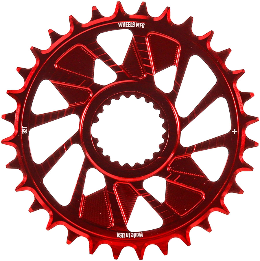 Wheels Manufacturing Direct Mount Chainring - 32t, Shimano Direct Mount, 1.5mm Outboard Offset, HG+ Chain Compatible, Red