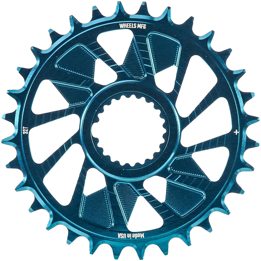Wheels Manufacturing Direct Mount Chainring - 32t, Shimano Direct Mount, 1.5mm Outboard Offset, HG+ Chain Compatible, Teal